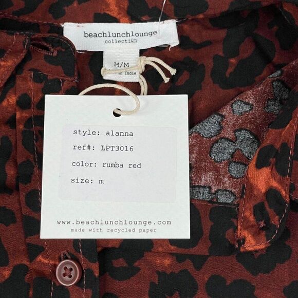 Beach Lunch Lounge Leopard Alanna Button Up Shirt NEW - Picture 5 of 9